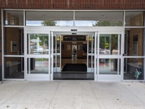 Maine Commercial Automatic Door Repair and Service- Repair on a sliding glass door.
